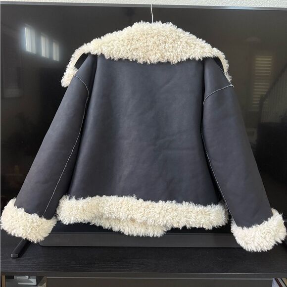 NWOT Free People Kiki Sherpa Vegan Leather Bomber Jacket - Picture 10 of 12